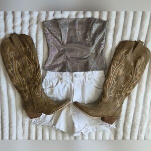 Rhinestone Strapless Tube Top Sparkly Western Glam Party Top S Nashville